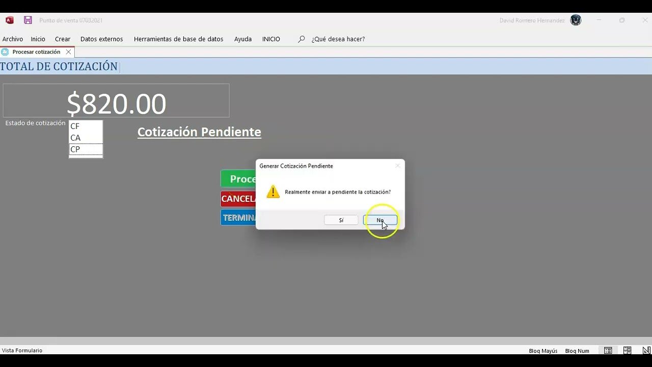 4. Selección del Módulo de Cuotas Pendientes