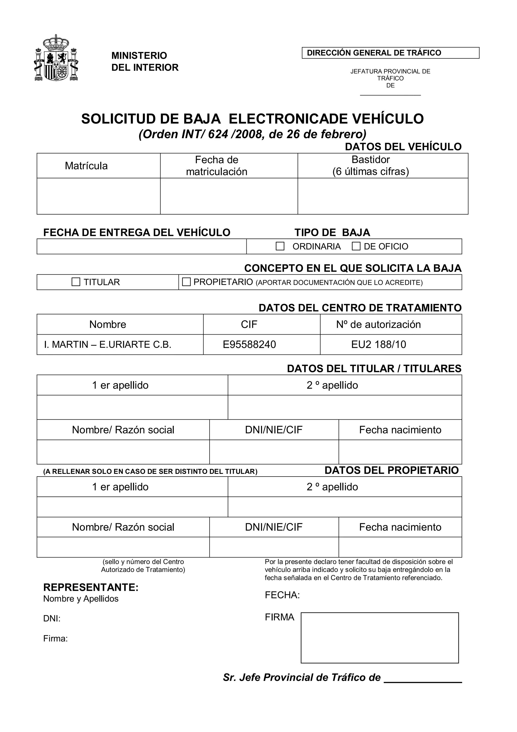 Documentación necesaria para solicitar la baja