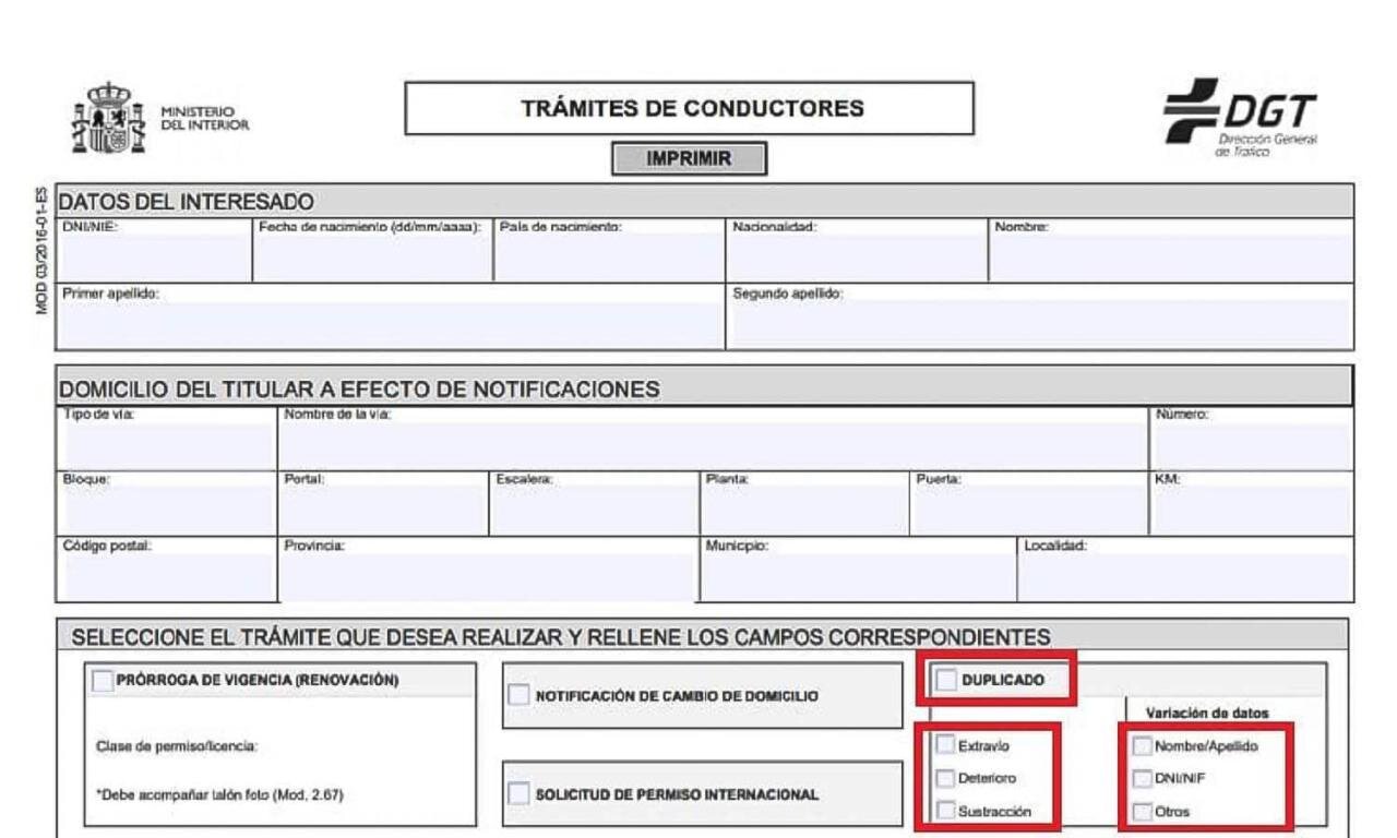 Documentación necesaria para solicitar un duplicado.