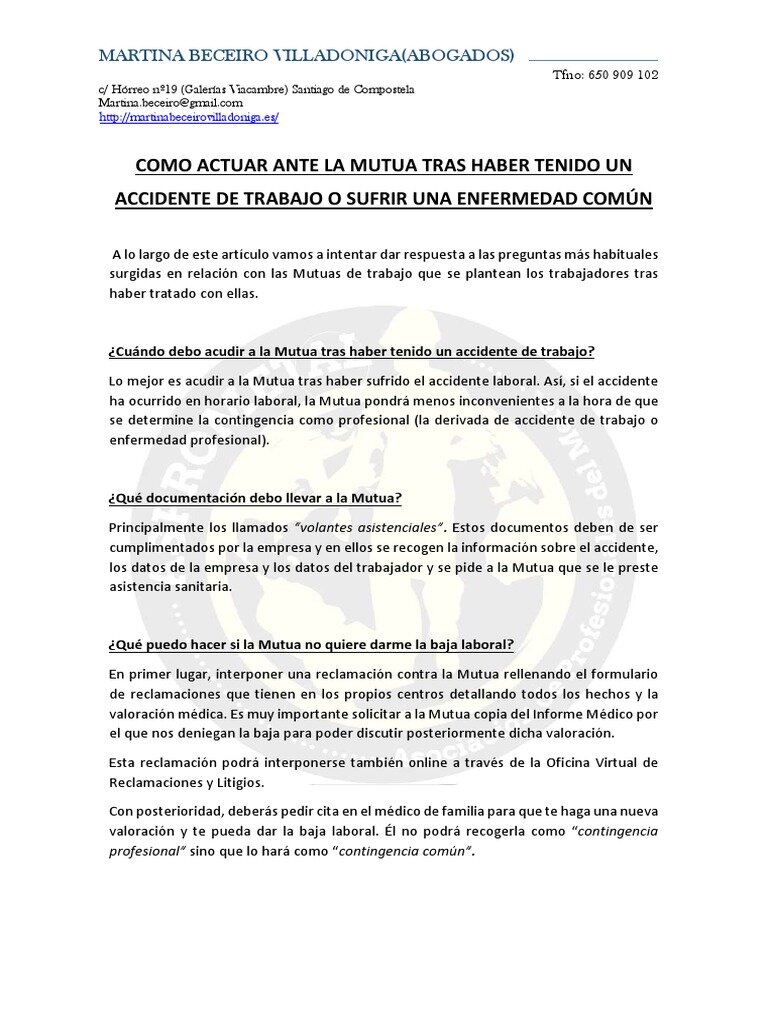Impacto del Cambio a una Mutua en las Prestaciones por Enfermedad y Accidente