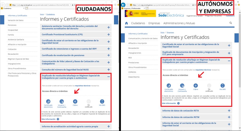 ¿Qué hago si tengo problemas para descargar mi duplicado de alta o baja de autónomo?
