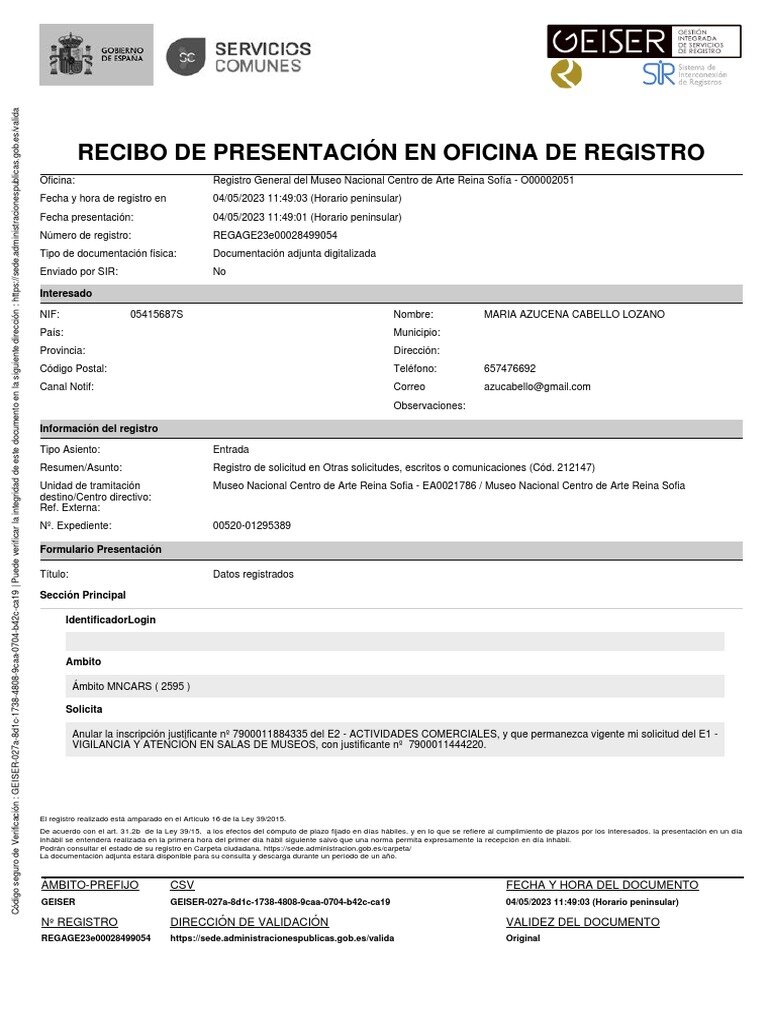 ¿Qué información contiene el justificante de resolución de alta o baja?