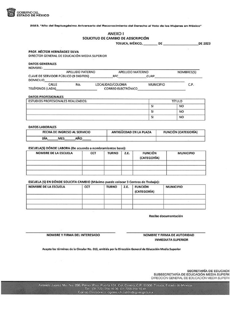 ¿Qué necesito para solicitar el justificante de cambio?
