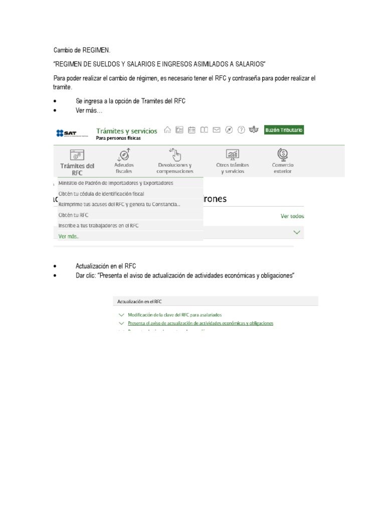 Requisitos y Trámites para el Cambio de Régimen